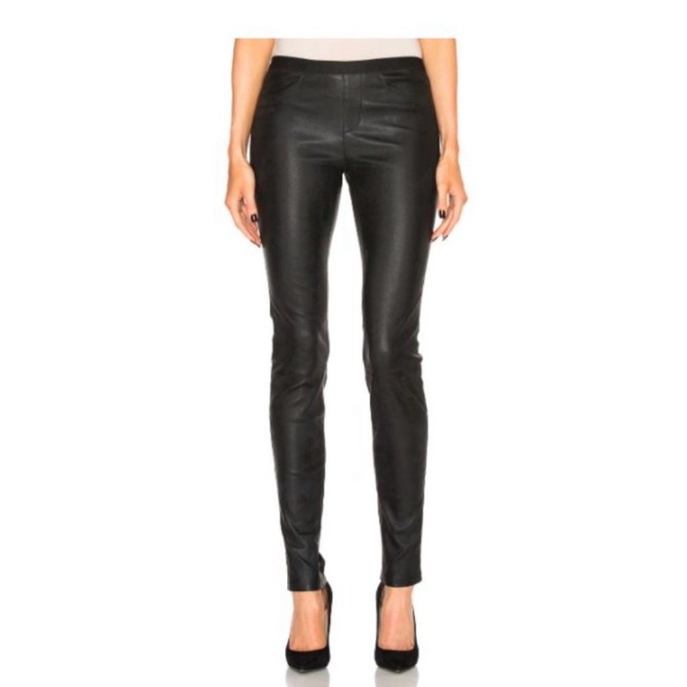 Helmut Lang Black 100% Lambskin Leather Pullon Pant Size 10 NWT